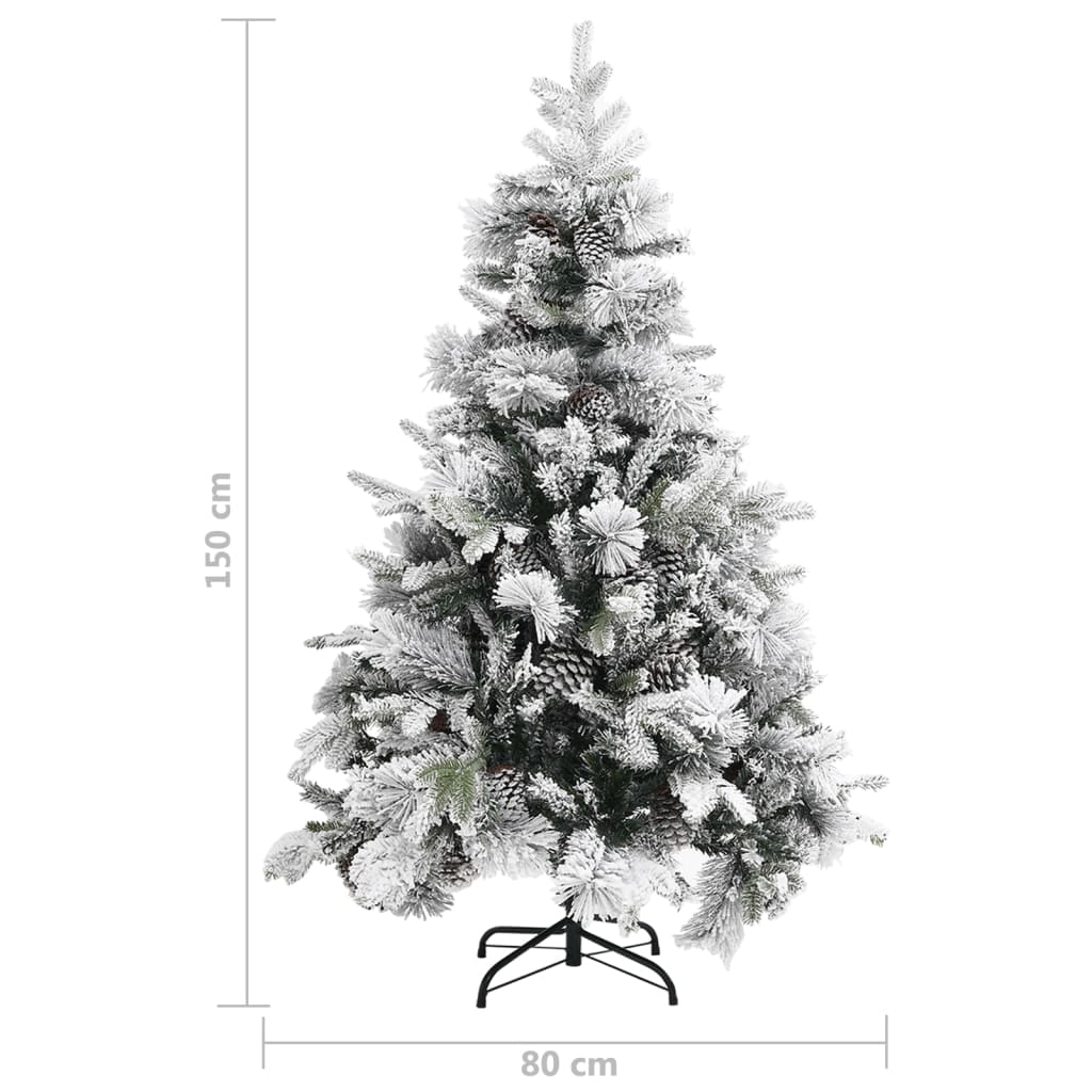 juletræ med puddersne og grankogler 150 cm PVC & PE
