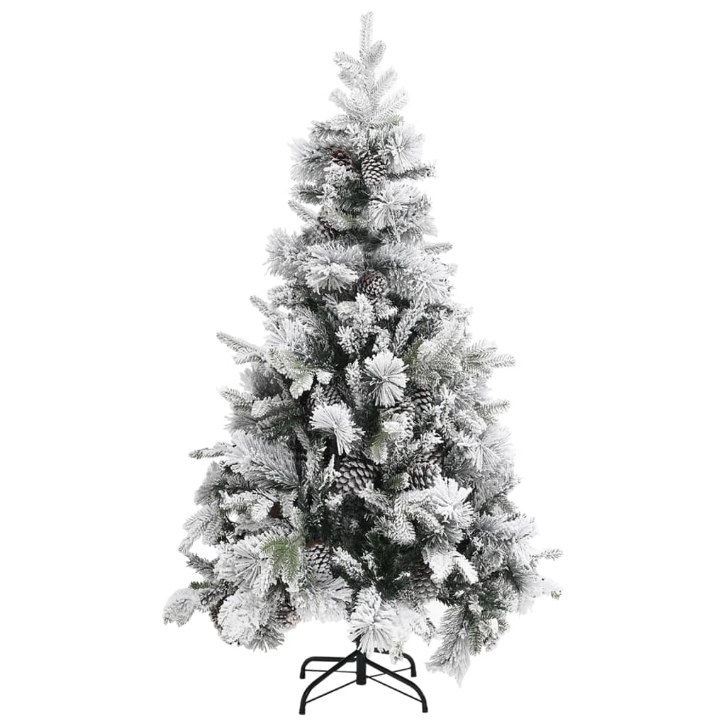 juletræ med puddersne og grankogler 195 cm PVC & PE