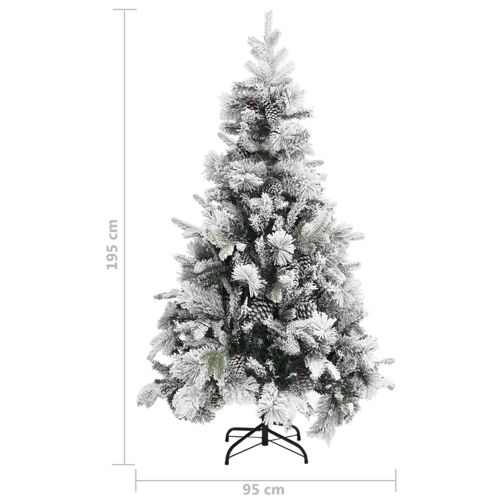 juletræ med puddersne og grankogler 195 cm PVC & PE