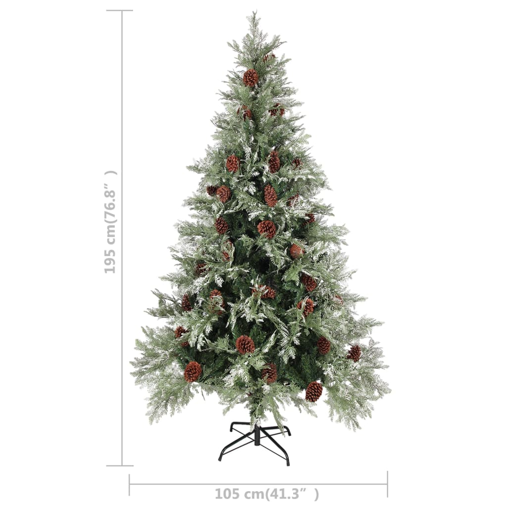 juletræ med grankogler 195 cm PVC & PE grøn og hvid