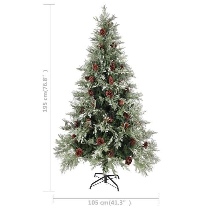 juletræ med grankogler 195 cm PVC & PE grøn og hvid
