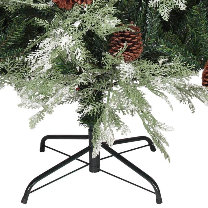 juletræ med grankogler 225 cm PVC & PE grøn og hvid
