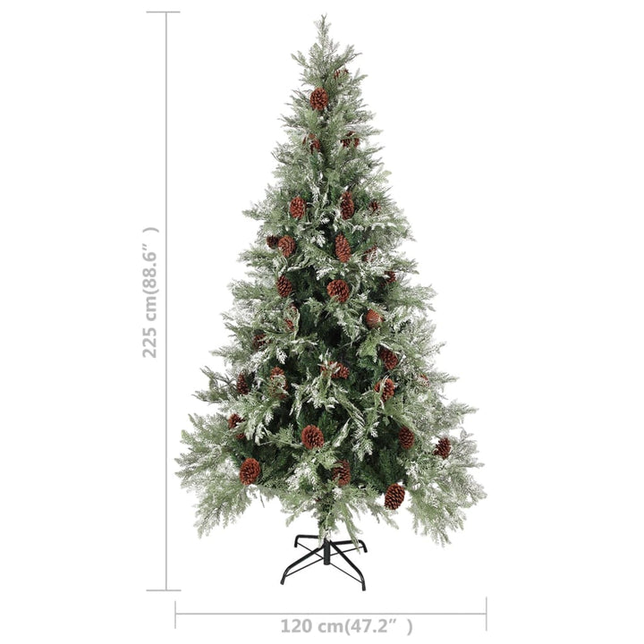 juletræ med grankogler 225 cm PVC & PE grøn og hvid