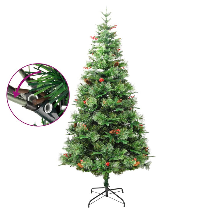 juletræ med grankogler og lys PVC og PE 225 cm grøn