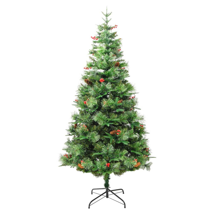 juletræ med grankogler og lys PVC og PE 225 cm grøn