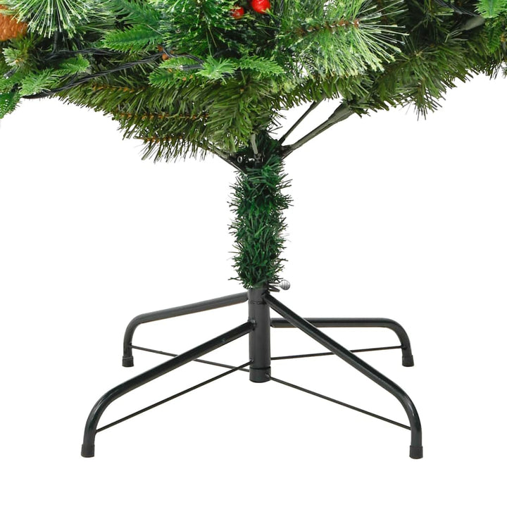 juletræ med grankogler og lys PVC og PE 225 cm grøn