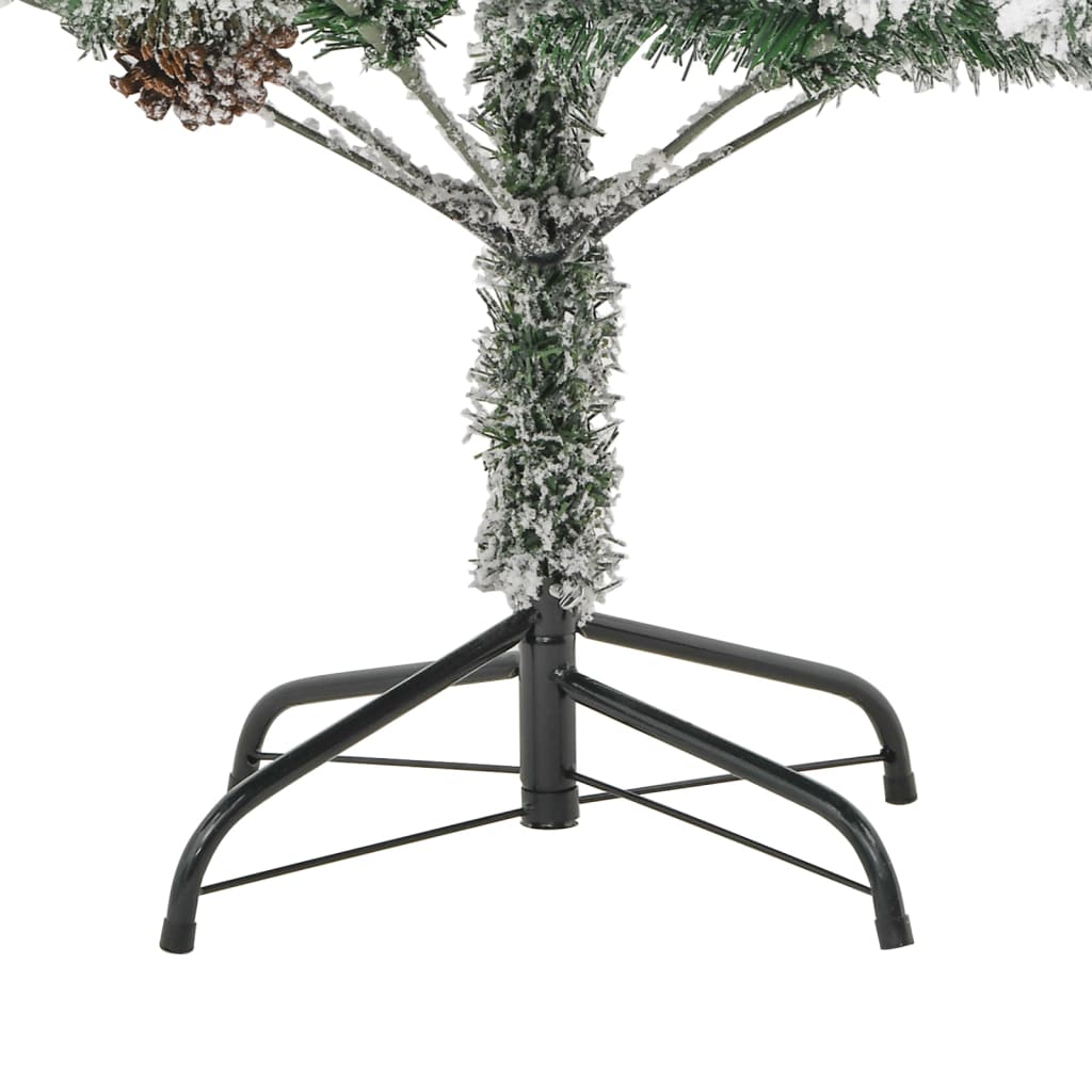 juletræ med sne + lys og grankogler 195 cm PVC og PE