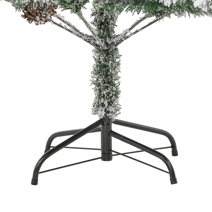 juletræ med sne + lys og grankogler 195 cm PVC og PE