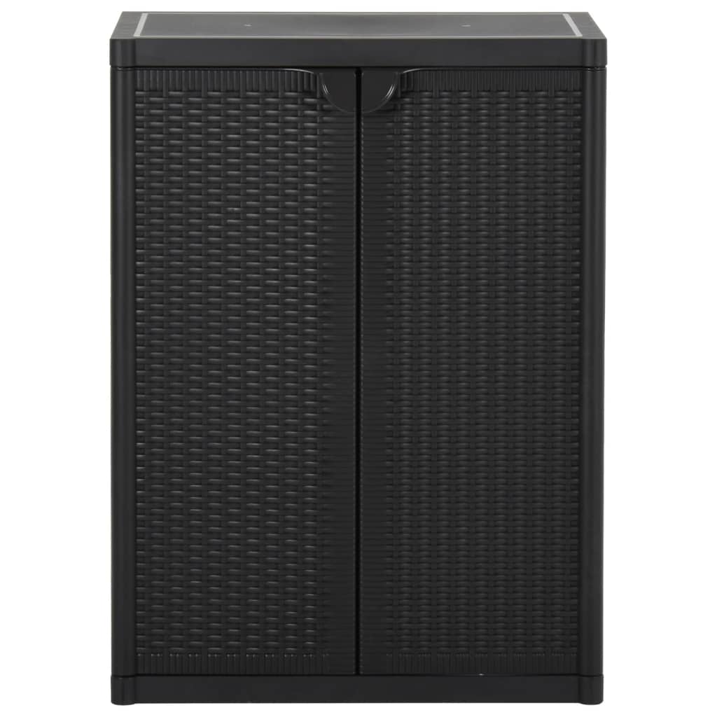 opbevaringsskab til haven 65x45x88 cm PP-rattan sort