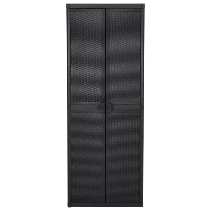 opbevaringsskab til haven 65x45x172 cm polyrattan sort