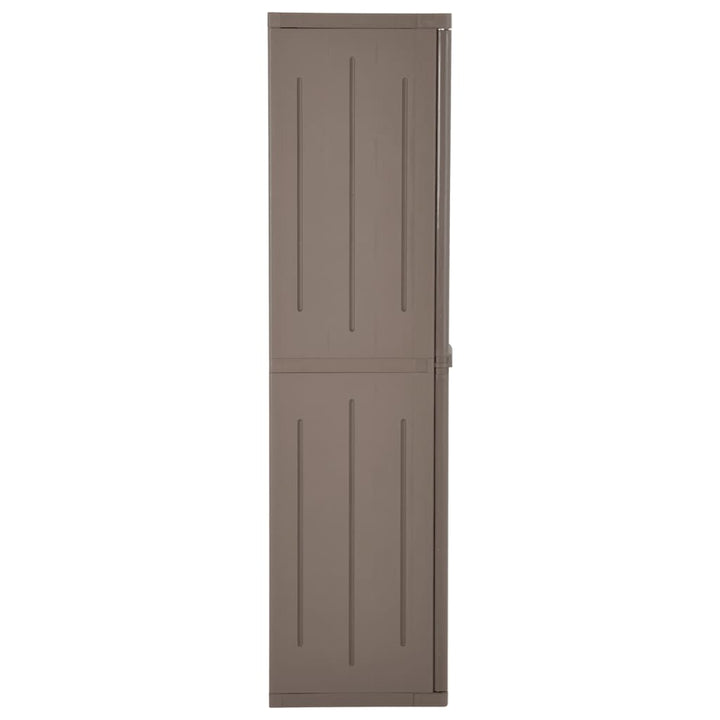opbevaringsskab til haven 65x45x172 cm PP trælook brun