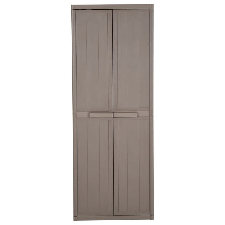 opbevaringsskab til haven 65x45x172 cm PP trælook brun