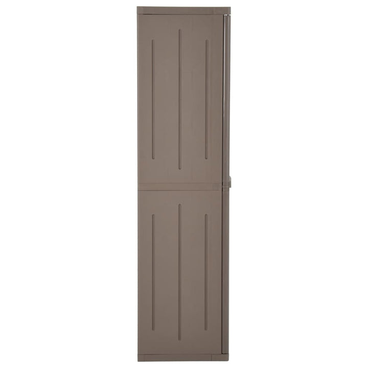 opbevaringsskab til haven 65x45x172 cm PP trælook brun