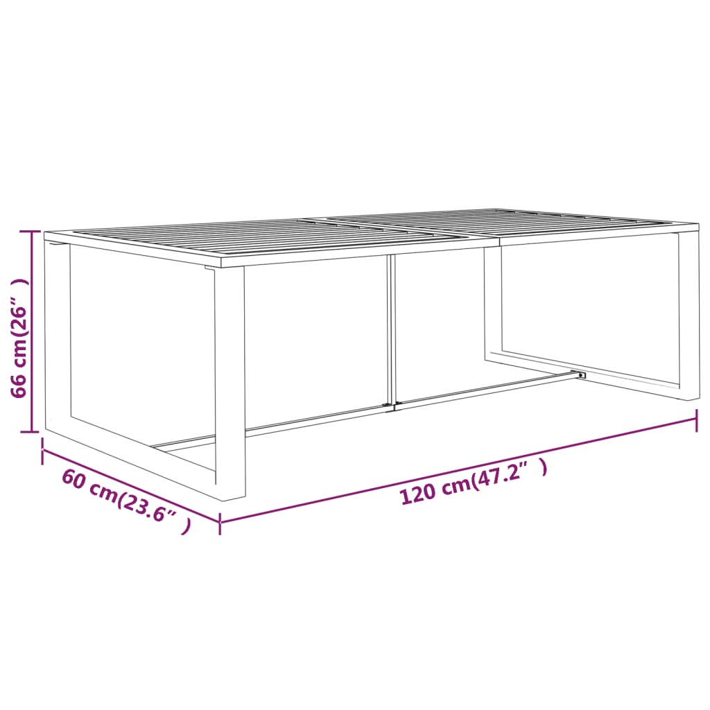 havebord 120x60x66 cm aluminium antracitgrå