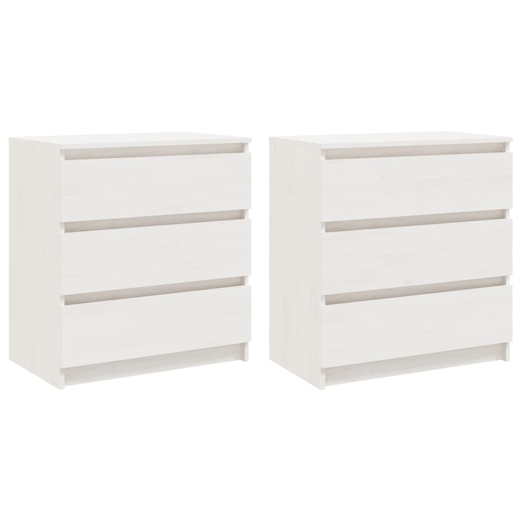 sengeskabe 2 stk. 60x36x64 cm massivt fyrretræ hvid