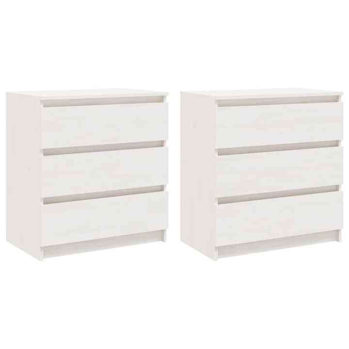 sengeskabe 2 stk. 60x36x64 cm massivt fyrretræ hvid