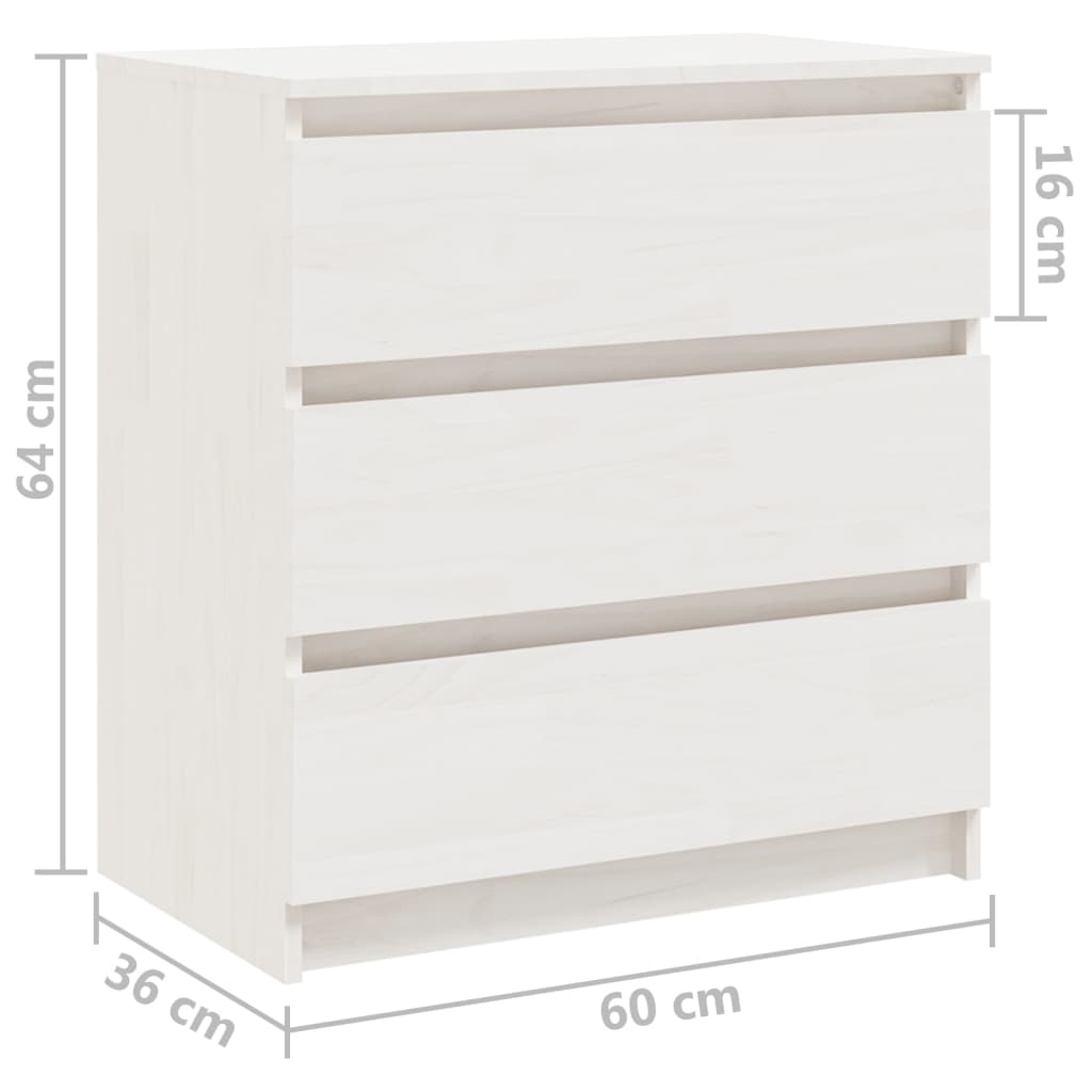 sengeskabe 2 stk. 60x36x64 cm massivt fyrretræ hvid