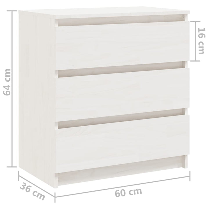 sengeskabe 2 stk. 60x36x64 cm massivt fyrretræ hvid