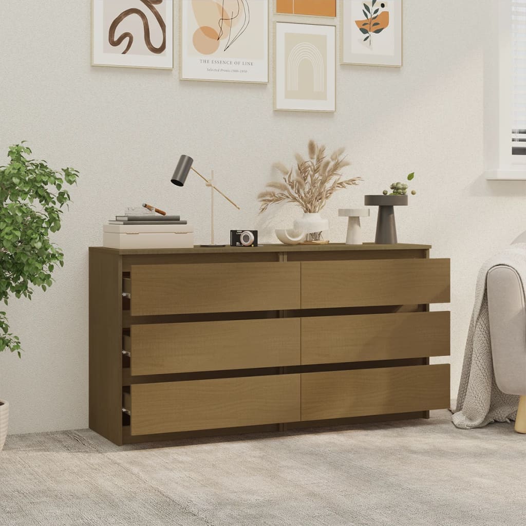 sengeskabe 2 stk. 60x36x64 cm massivt fyrretræ honningbrun