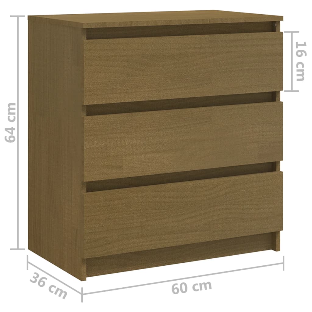 sengeskabe 2 stk. 60x36x64 cm massivt fyrretræ honningbrun