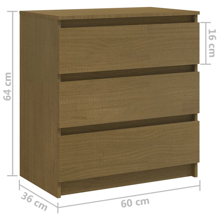 sengeskabe 2 stk. 60x36x64 cm massivt fyrretræ honningbrun