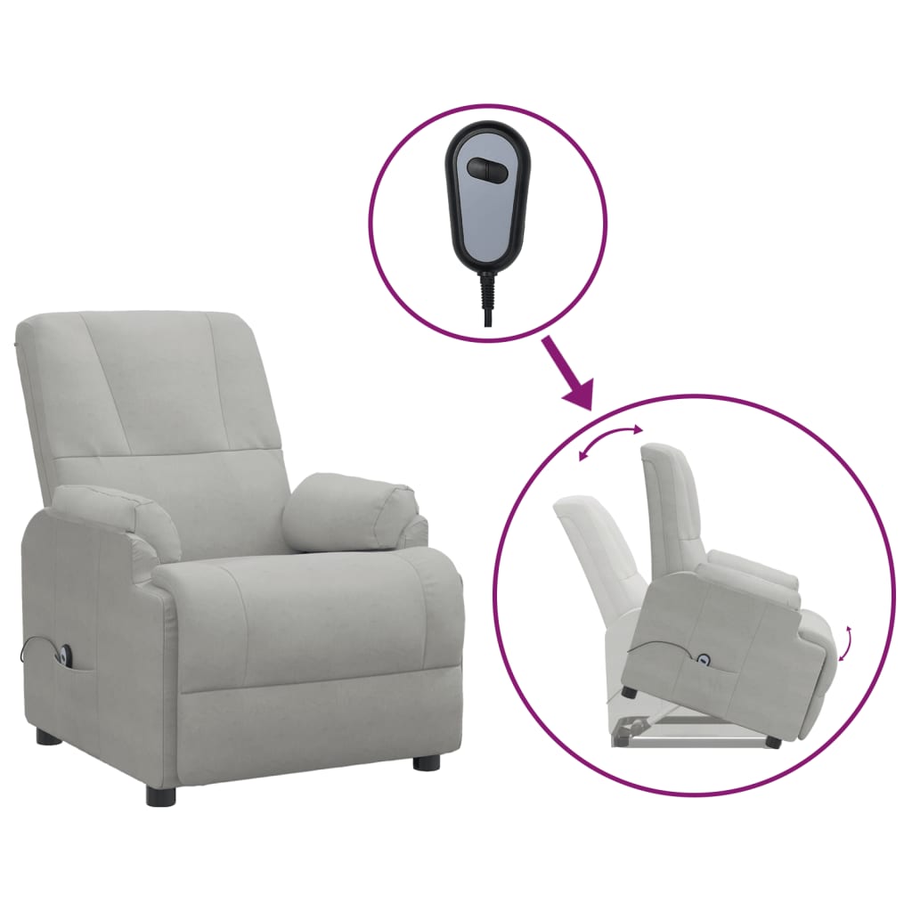 løftestol imiteret ruskind lysegrå