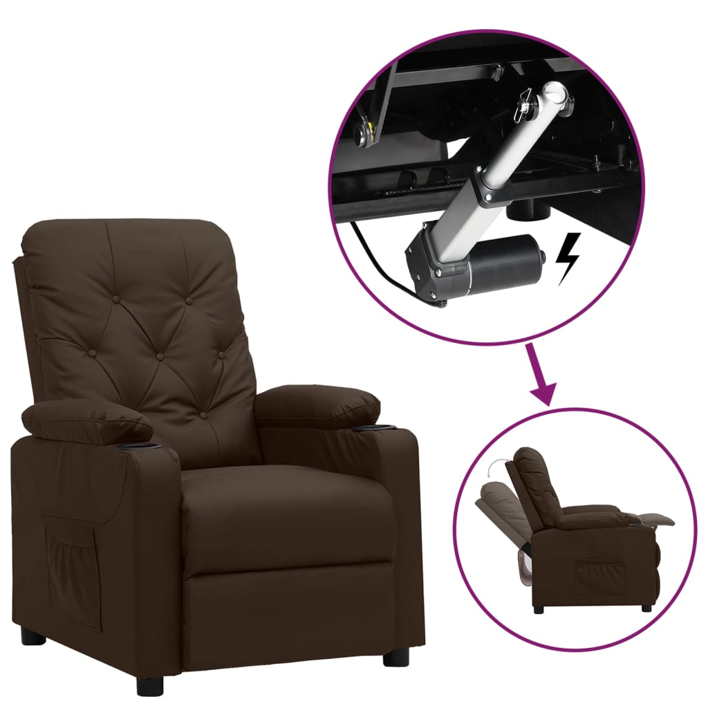 løftestol kunstlæder brun