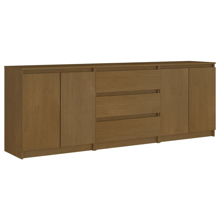 sideskab 180x36x65 cm massivt fyrretræ gyldenbrun