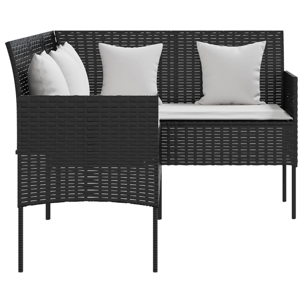 L-formet sofa med hynder polyrattan sort