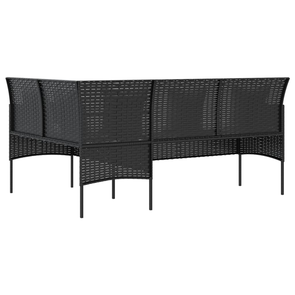 L-formet sofa med hynder polyrattan sort