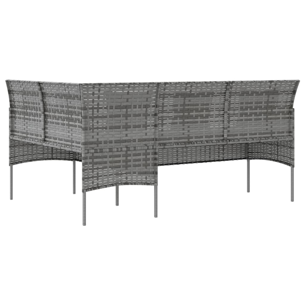 L-formet sofa med hynder polyrattan grå
