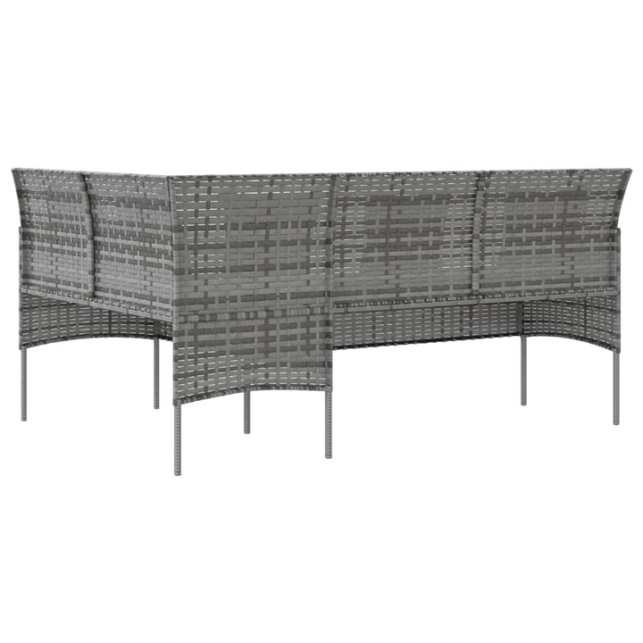 L-formet sofa med hynder polyrattan grå