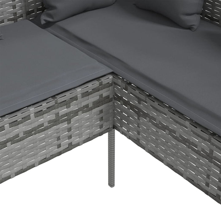 L-formet sofa med hynder polyrattan grå