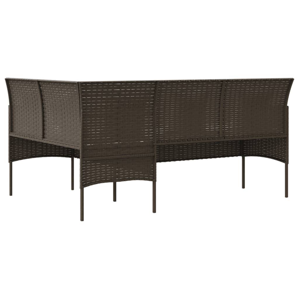 L-formet sofa med hynder polyrattan brun