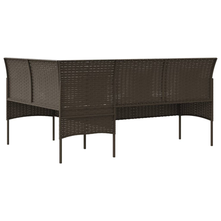 L-formet sofa med hynder polyrattan brun