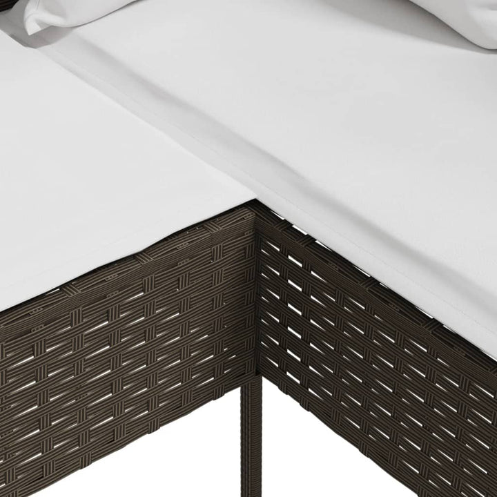 L-formet sofa med hynder polyrattan brun