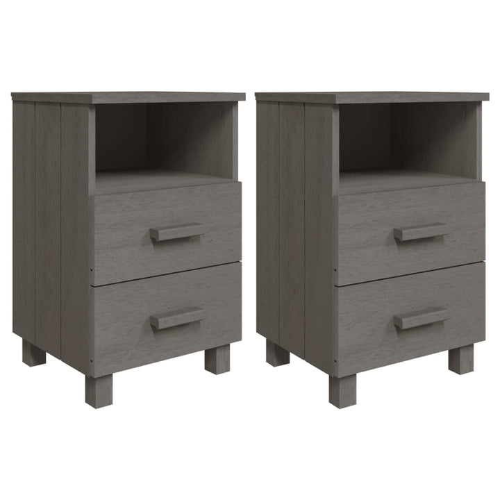 sengeskab HAMAR 2 stk. 40x35x62 cm massivt fyrretræ lysegrå