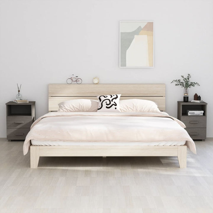 sengeskab HAMAR 2 stk. 40x35x62 cm massivt fyrretræ lysegrå