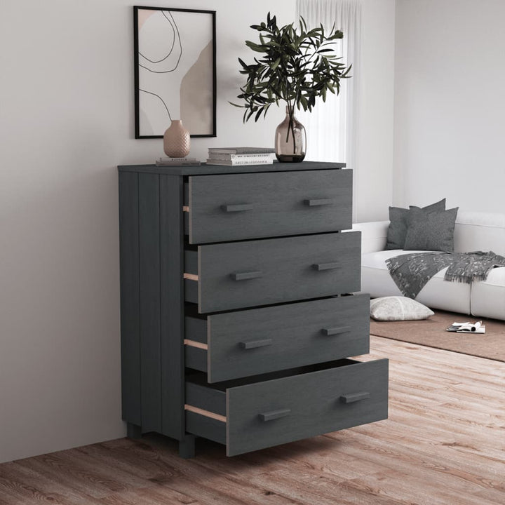 skænk HAMAR 79x40x103,5 cm massivt fyrretræ mørkegrå