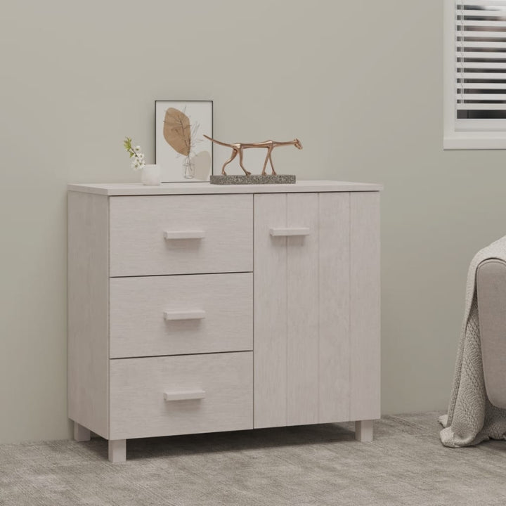 skænk HAMAR 90x40x80 cm massivt fyrretræ hvid
