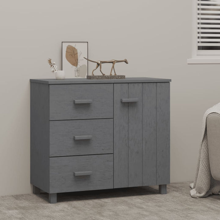 skænk HAMAR 90x40x80 cm massivt fyrretræ mørkegrå