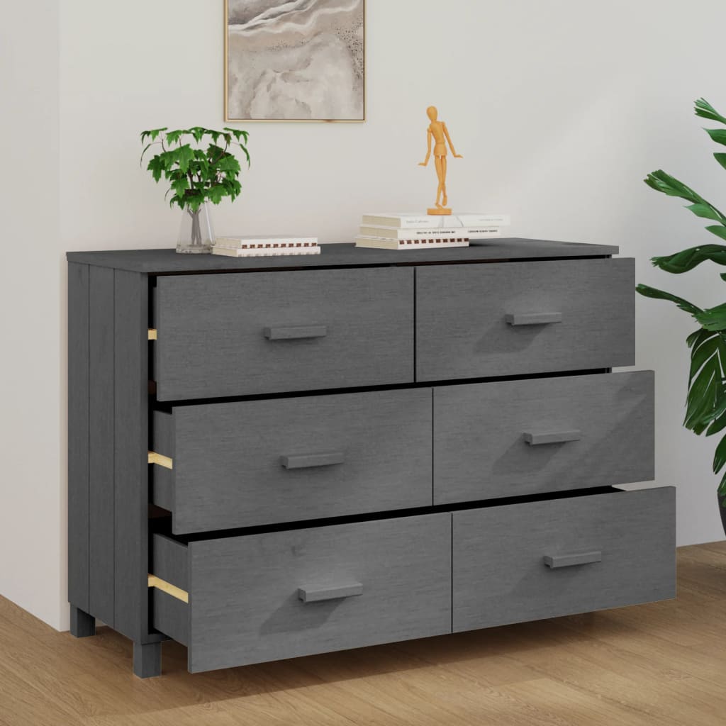 skænk HAMAR 113x40x80 cm massivt fyrretræ mørkegrå