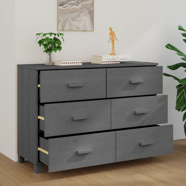 skænk HAMAR 113x40x80 cm massivt fyrretræ mørkegrå