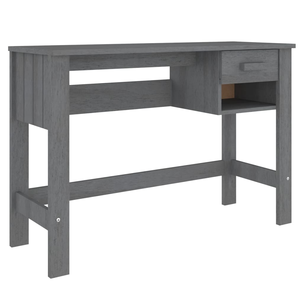skrivebord HAMAR 110x40x75 cm massivt fyrretræ mørkegrå