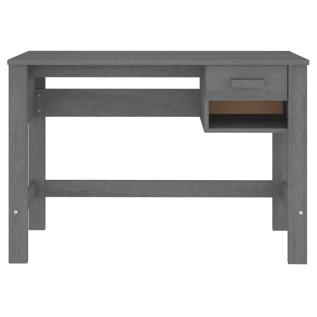 skrivebord HAMAR 110x40x75 cm massivt fyrretræ mørkegrå
