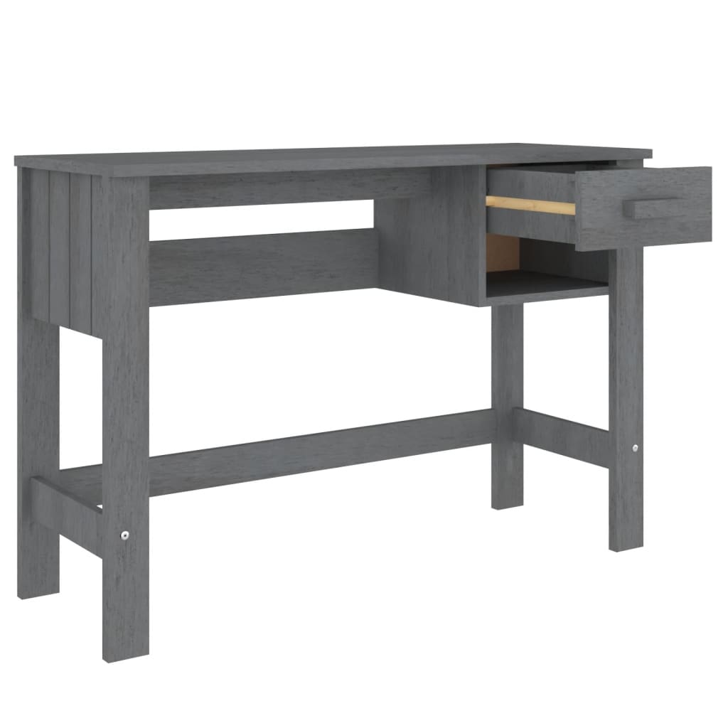 skrivebord HAMAR 110x40x75 cm massivt fyrretræ mørkegrå