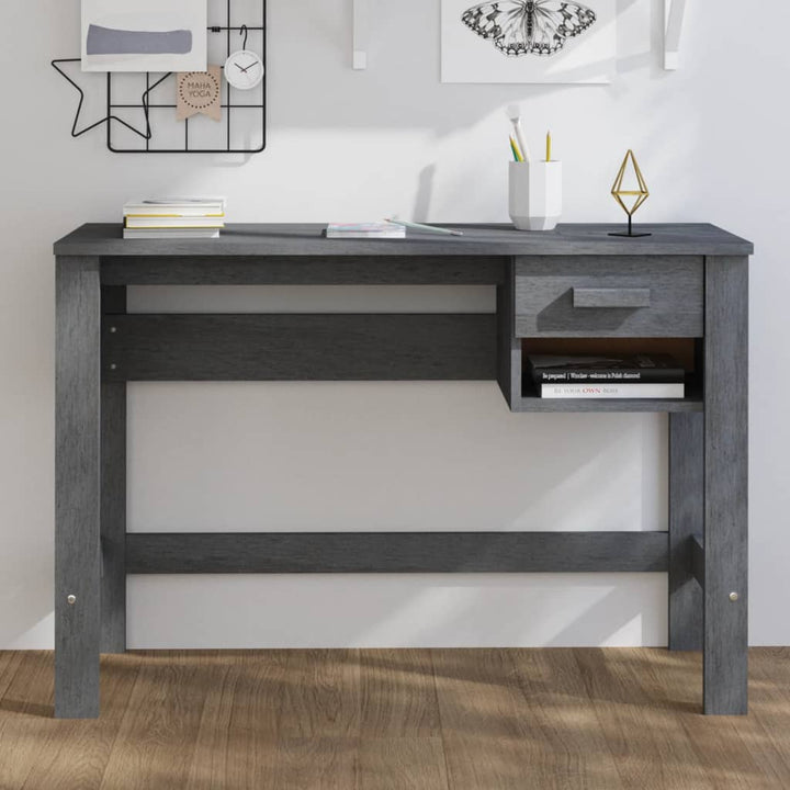 skrivebord HAMAR 110x40x75 cm massivt fyrretræ mørkegrå