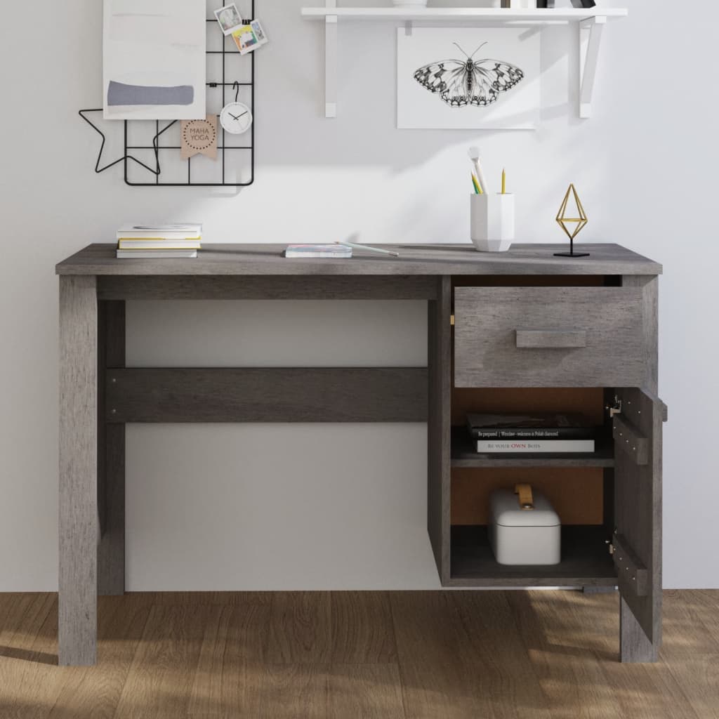 skrivebord HAMAR 113x50x75 cm massivt fyrretræ lysegrå