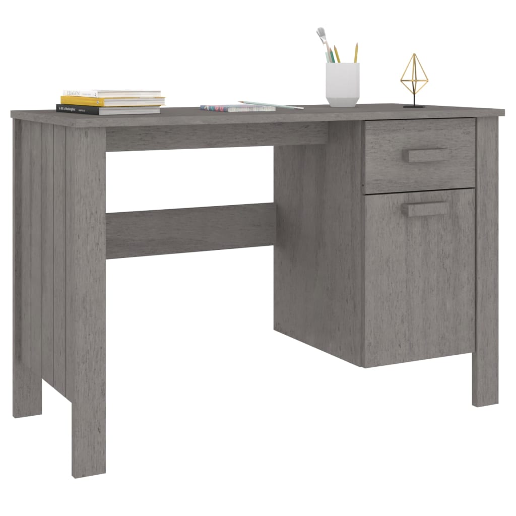 skrivebord HAMAR 113x50x75 cm massivt fyrretræ lysegrå