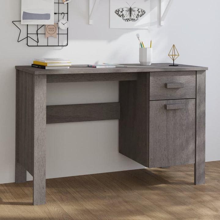 skrivebord HAMAR 113x50x75 cm massivt fyrretræ lysegrå